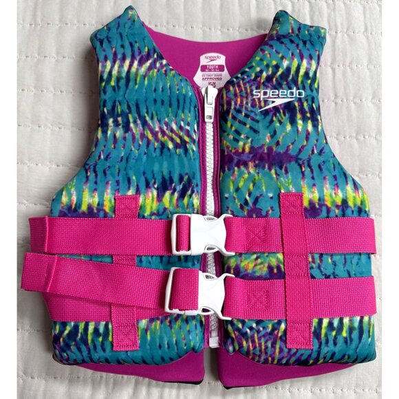 Speedo Youth Swimming Life Jacket Vest Junior Purple/Pink PFD USCG 50-90 LBS - Picture 1 of 5